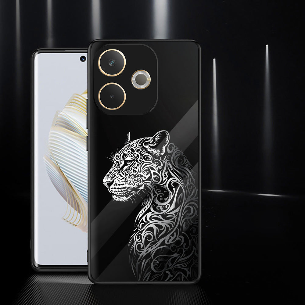 Oppo A5 Pro 5G Premium Acrylic Shockproof Glass Back Case (Tribal Panther)