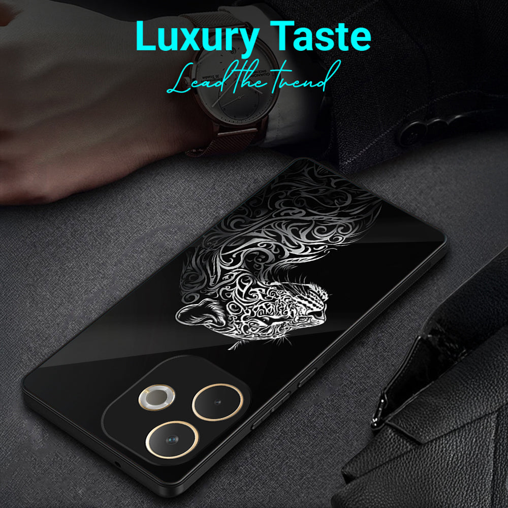 Oppo A5 Pro 5G Premium Acrylic Shockproof Glass Back Case (Tribal Panther)
