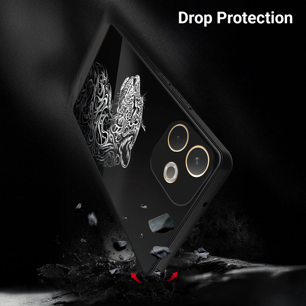 Oppo A5 Pro 5G Premium Acrylic Shockproof Glass Back Case (Tribal Panther)
