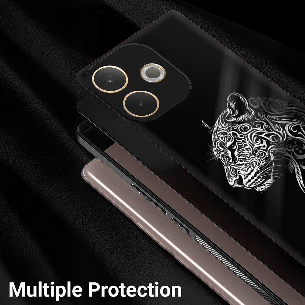 Oppo A5 Pro 5G Premium Acrylic Shockproof Glass Back Case (Tribal Panther)