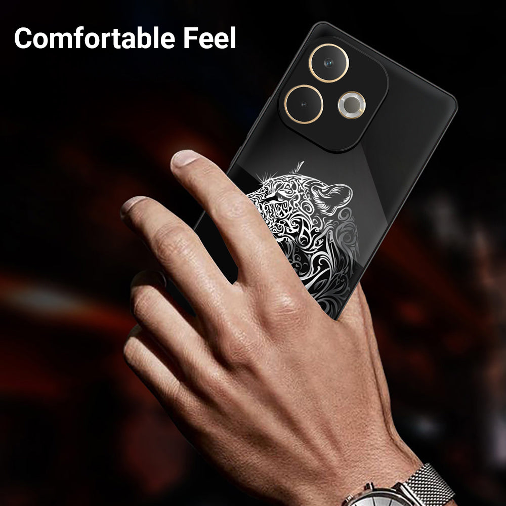 Oppo A5 Pro 5G Premium Acrylic Shockproof Glass Back Case (Tribal Panther)