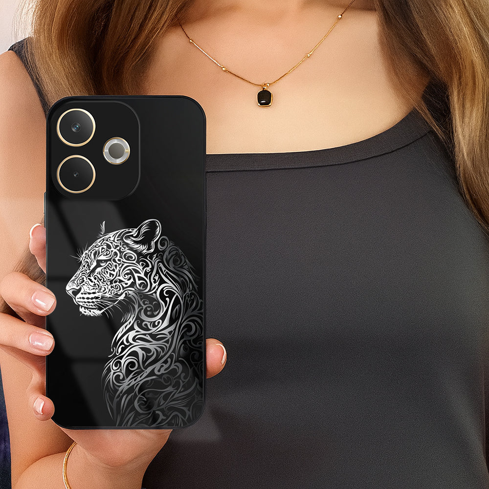 Oppo A5 Pro 5G Premium Acrylic Shockproof Glass Back Case (Tribal Panther)