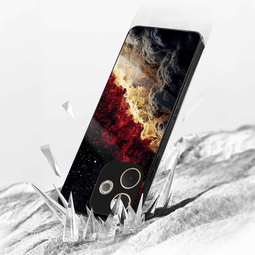 Oppo A5 Pro 5G Premium Acrylic Shockproof Glass Back Case (Crimson Cloud)