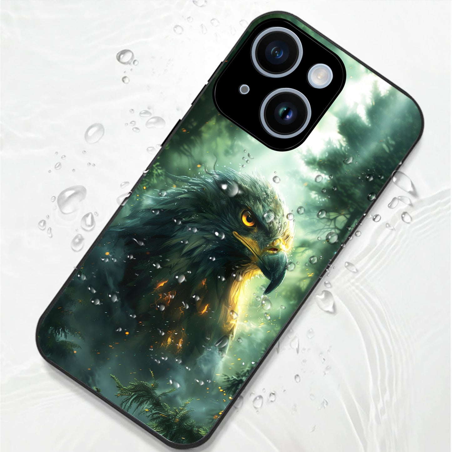 iPhone 15 Premium Acrylic Shockproof Glass Back Case (Eagle Case)