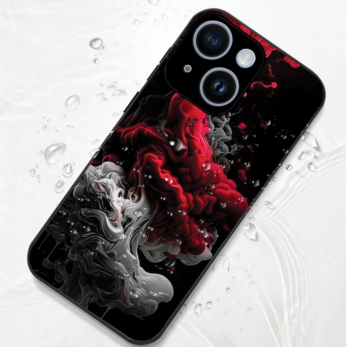 iPhone 15 Premium Acrylic Shockproof Glass Back Case ( Infernal Drift)