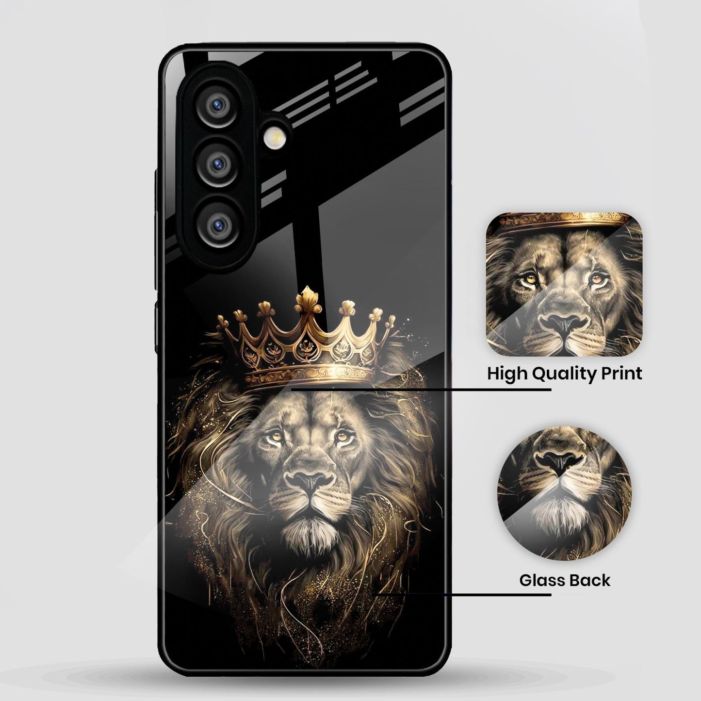 Samsung Galaxy A36 Premium Acrylic Shockproof Glass Back Case (Crowned Lion)