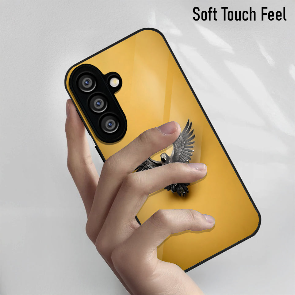 Samsung Galaxy A36 Premium Acrylic Shockproof Glass Back Case (Golden Hawk)