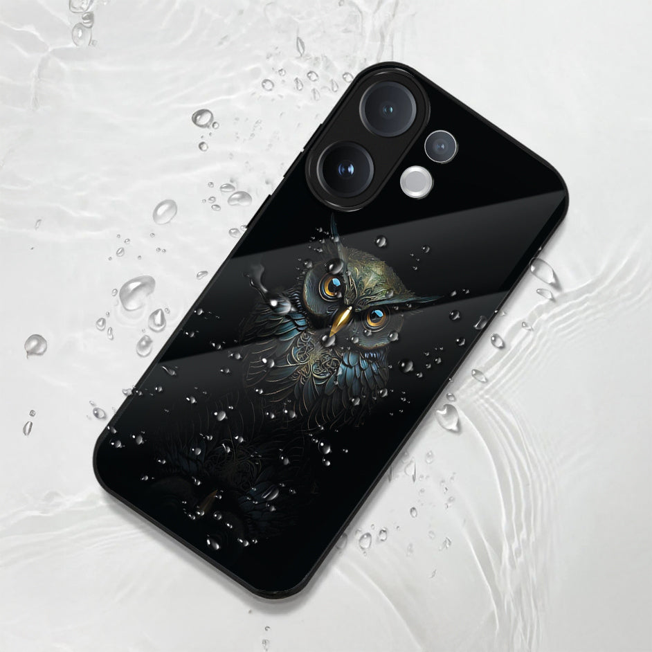 Vivo V60 5G Phone case with an owl design on a textured white background