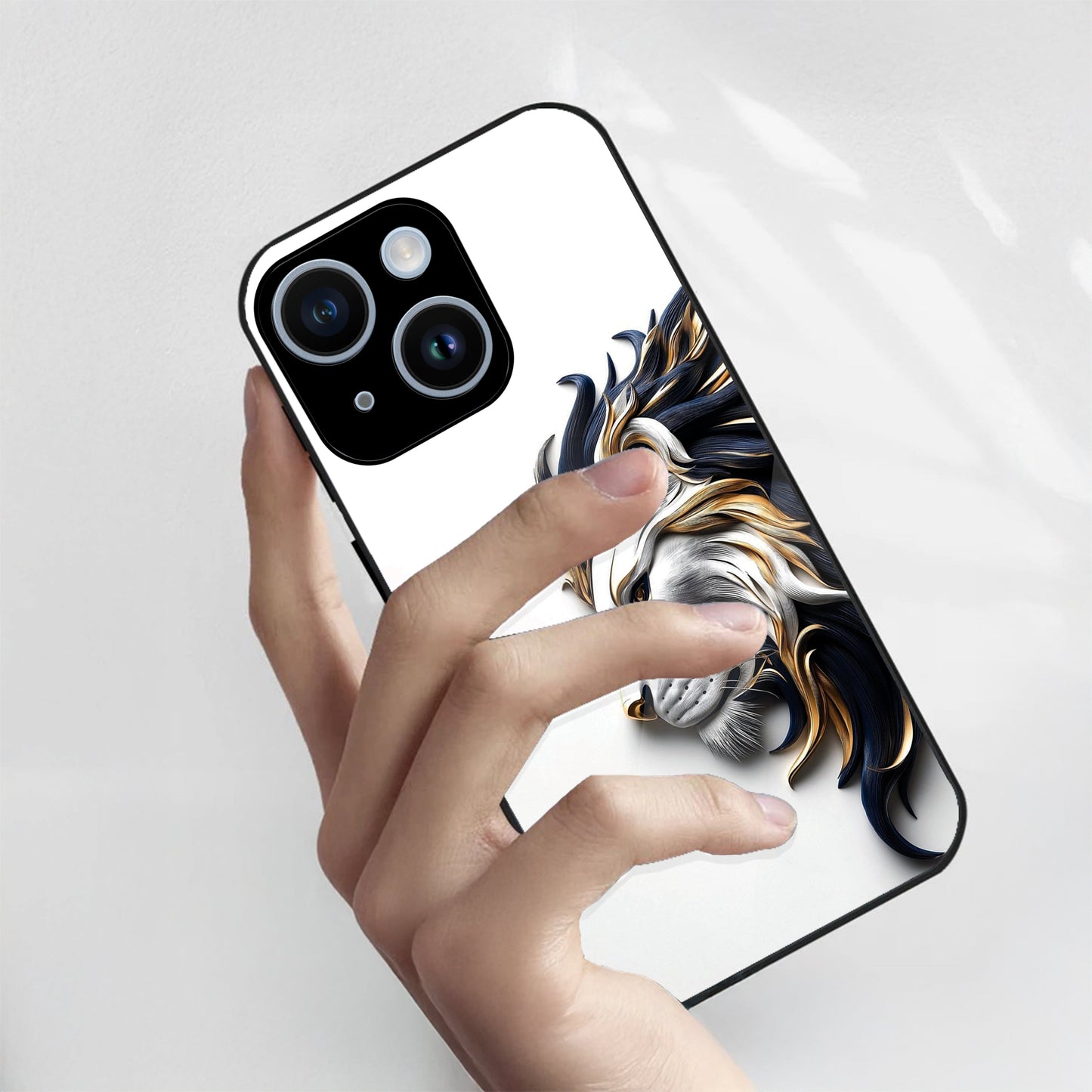 iPhone 15 Premium Acrylic Shockproof Glass Back Case ( King's Flow )