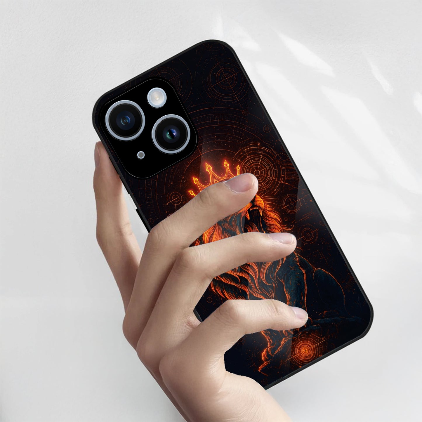 iPhone 15 Premium Acrylic Shockproof Glass Back Case ( King of Cosmos )