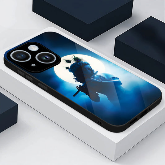 iPhone 15 Premium Acrylic Shockproof Glass Back Case ( Midnight Krishna )