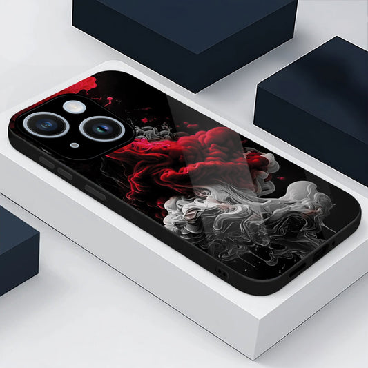 iPhone 15 Premium Acrylic Shockproof Glass Back Case ( Infernal Drift)