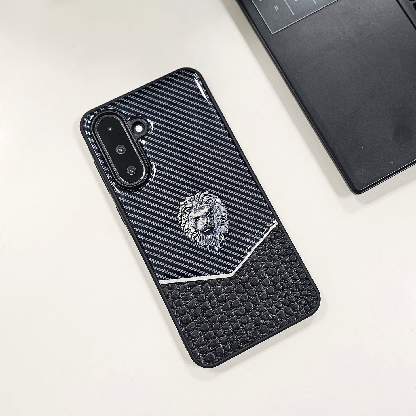 Samsung Galaxy A56 5G Luxury Lion Pattern Leather And Liquid Silicone Case