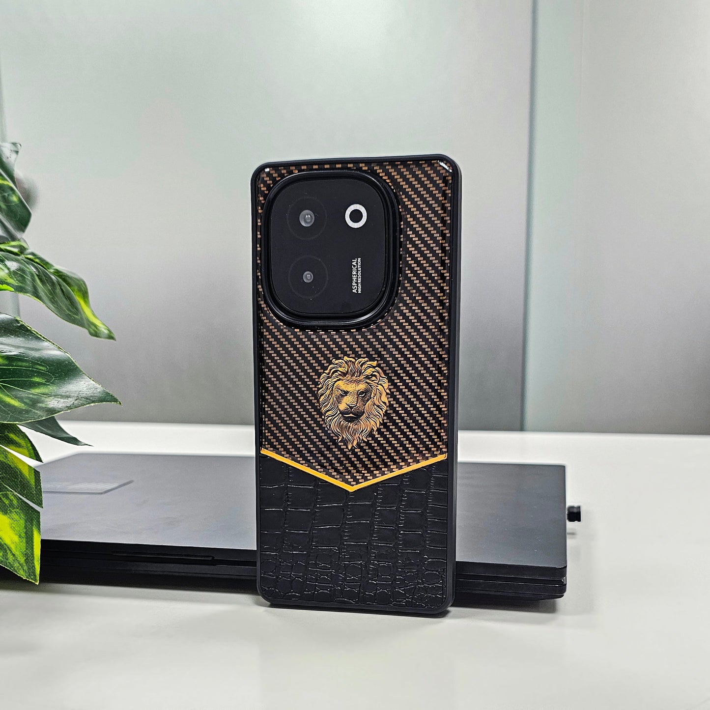 Vivo T3 Pro 5G Luxury Lion Pattern Leather And Liquid Silicone Case