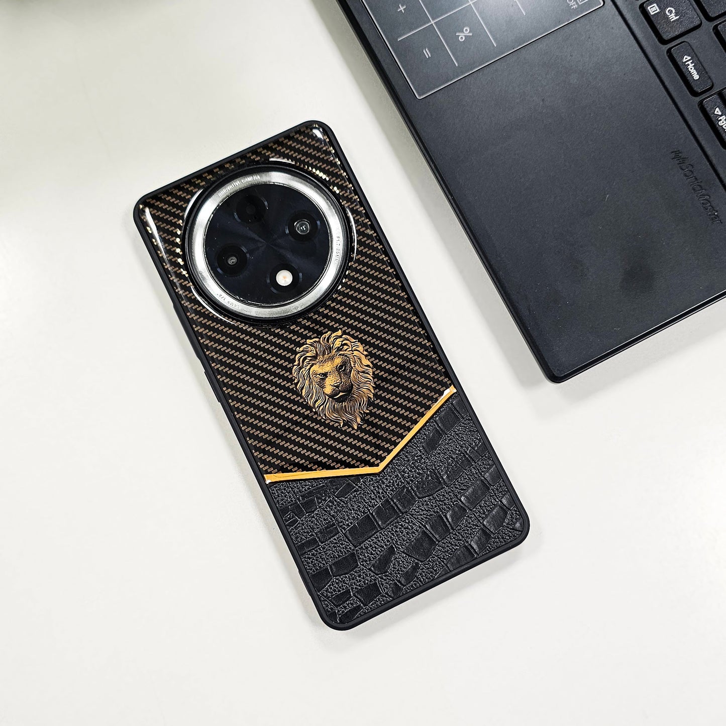 Oppo F27 Pro+ 5G Luxury Lion Pattern Leather And Liquid Silicone Case