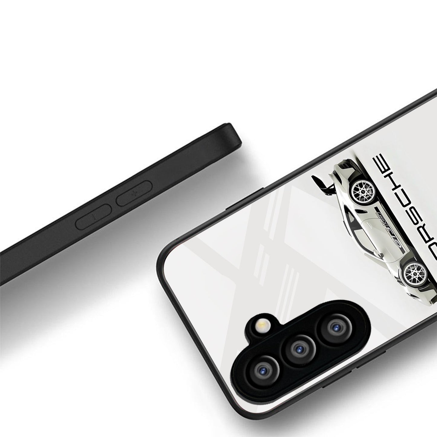 Samsung Galaxy A36 Premium Acrylic Shockproof Glass Back Case (White Porsche)