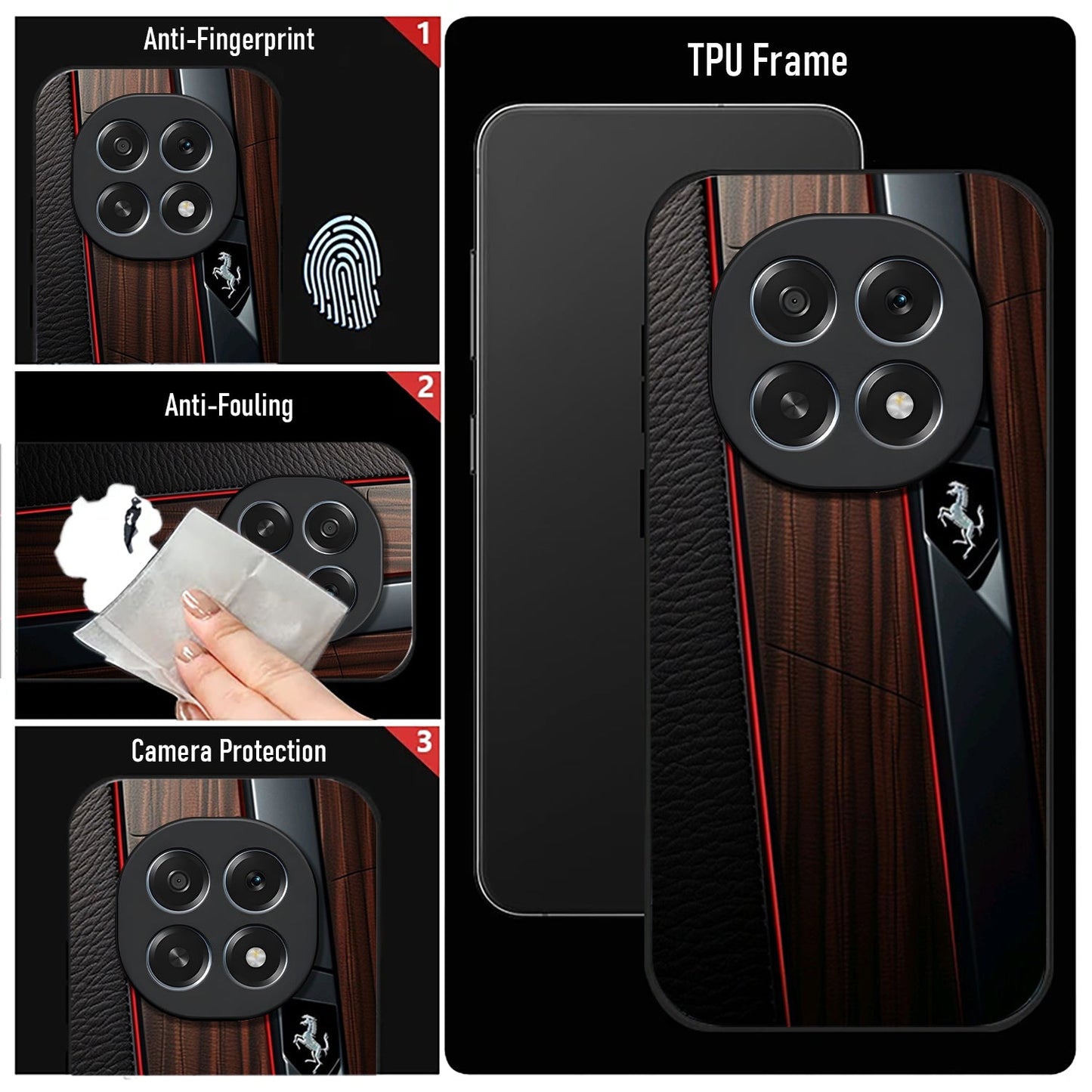 Oppo F29 Pro 5G Premium Acrylic Shockproof Glass Back Case (Wooden Ferrari)