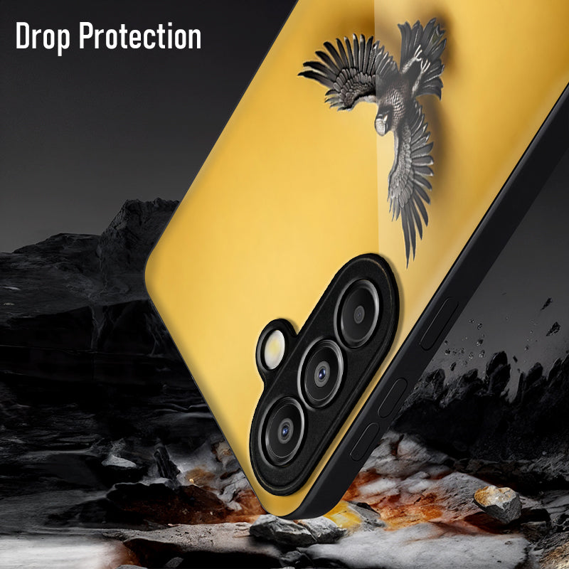 Samsung Galaxy A36 Premium Acrylic Shockproof Glass Back Case (Golden Hawk)