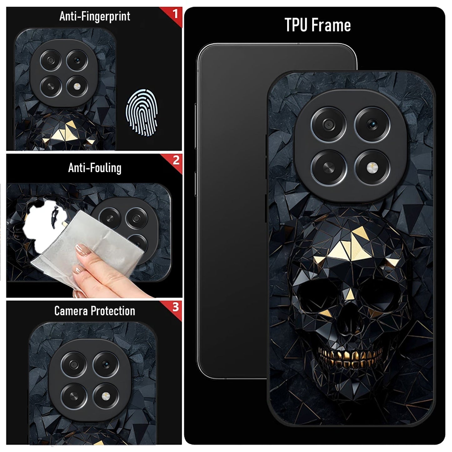 Oppo F29 Pro 5G Premium Acrylic Shockproof Glass Back Case (Skull Marble)