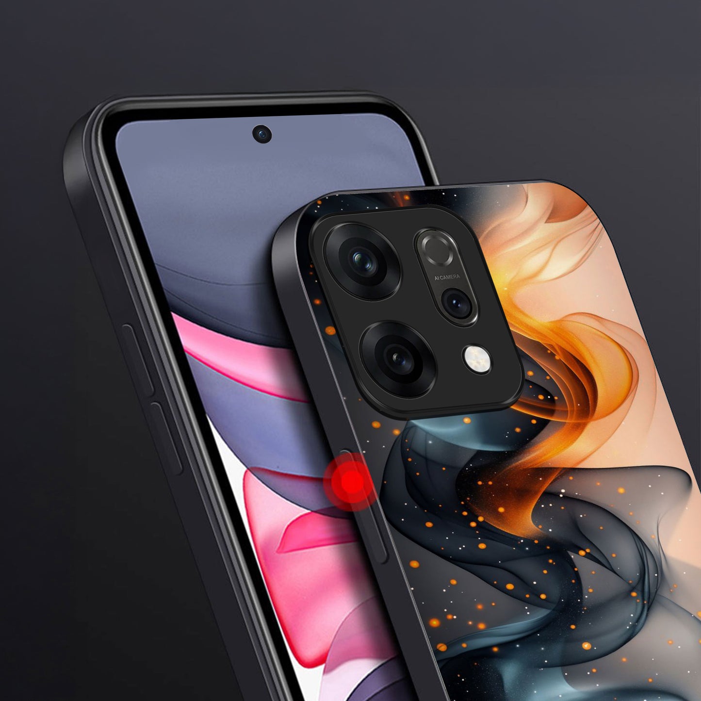 Oppo Reno 14 5G Premium Acrylic Shockproof Glass Back Case (Eclipse Flame)
