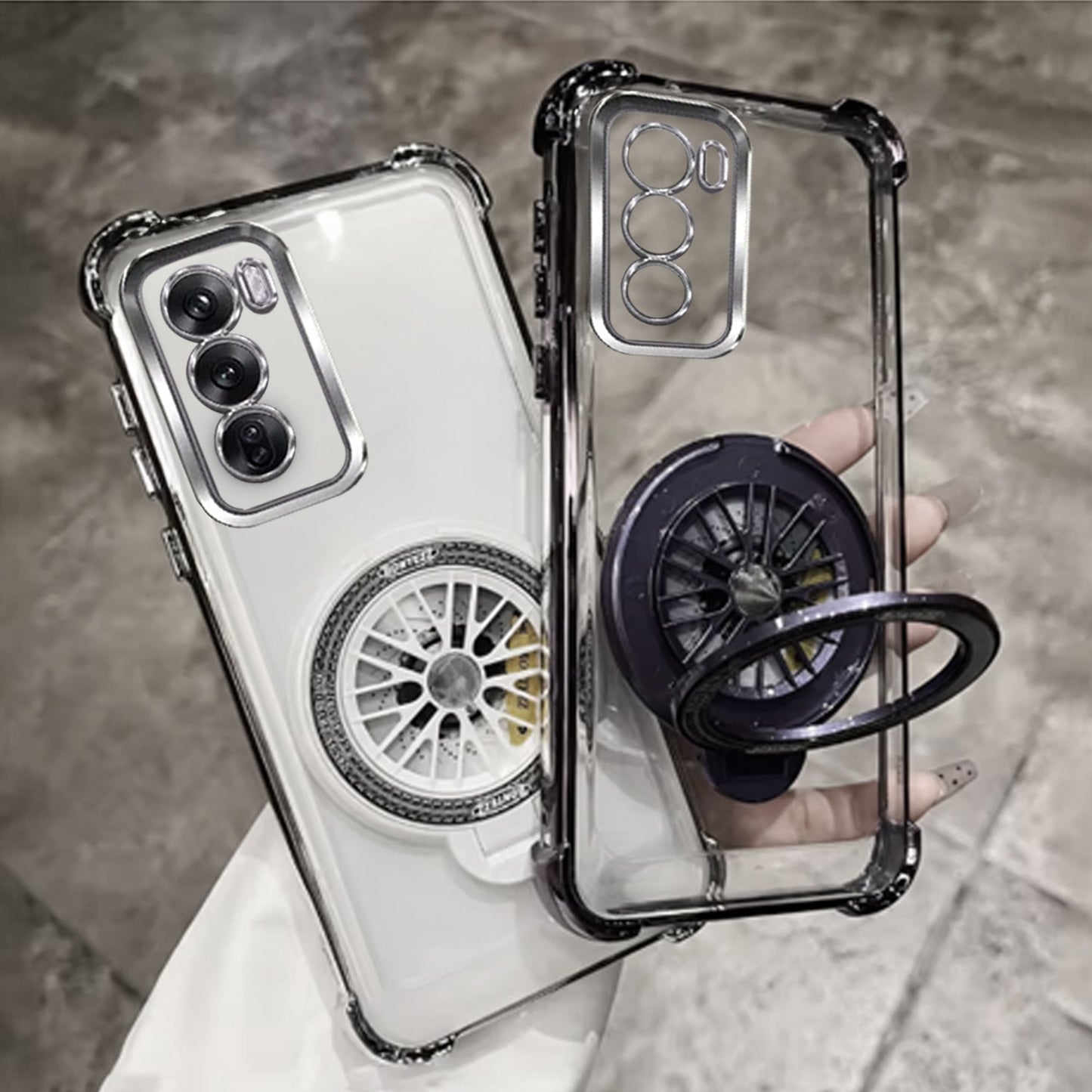 Oppo Reno 12 5G Premium Stress Buster Wheel Rotating Shockproof Airbags Case