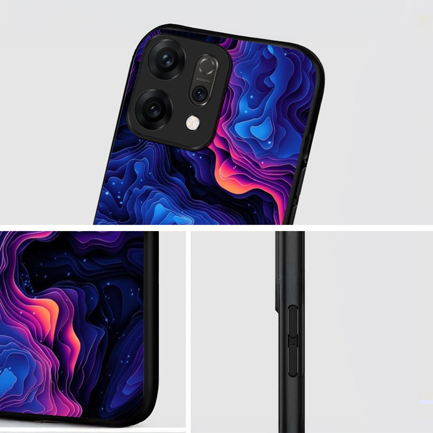 Oppo Reno 14 5G Premium Acrylic Shockproof Glass Back Case (Luminous TopoGlow)