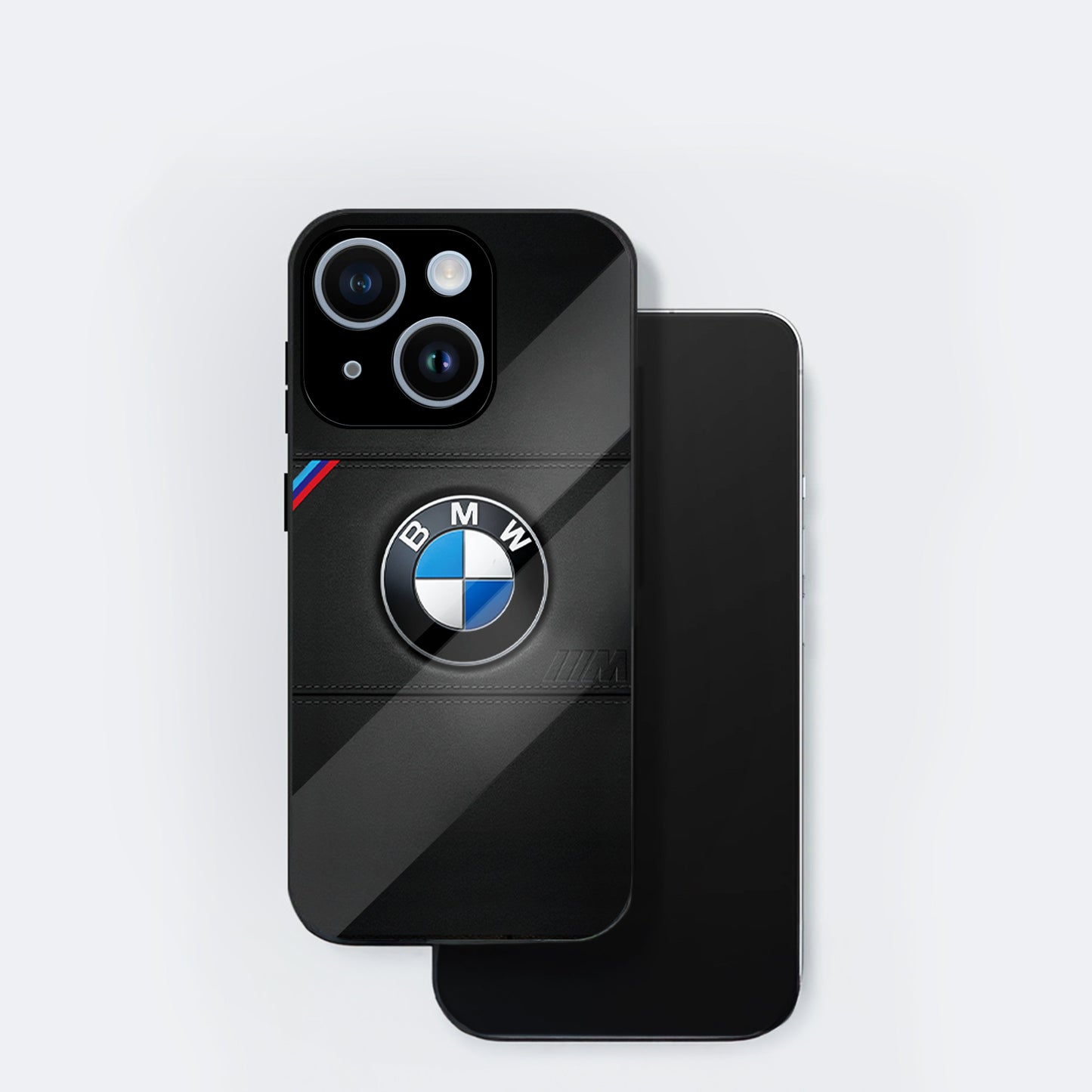 iPhone 15 Premium Acrylic Shockproof Glass Back Case (BMW LOGO)