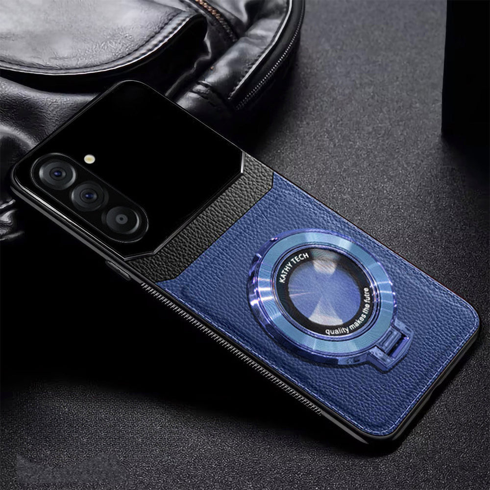 Samsung Galaxy A36 5G Original Luxury Leather Lens Magnifier Ring Stand Case