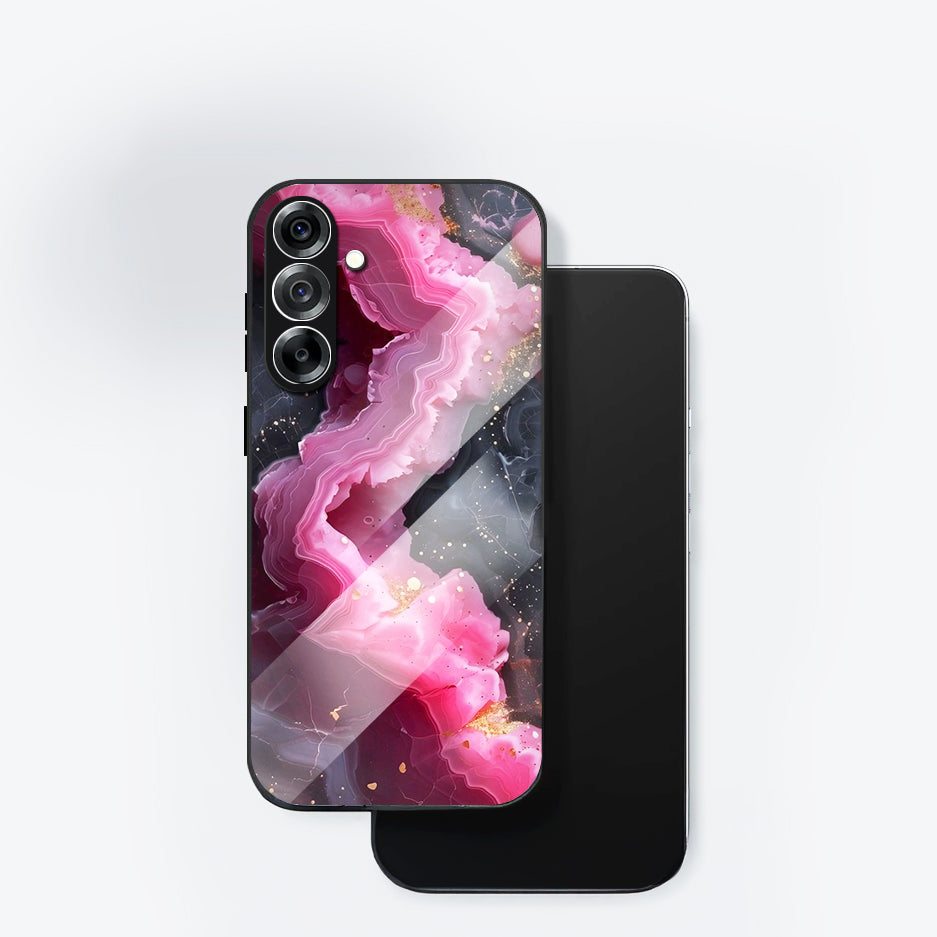 Samsung Galaxy A36 5G Premium Acrylic Shockproof Glass Back Case (Pink Aura Crystal)