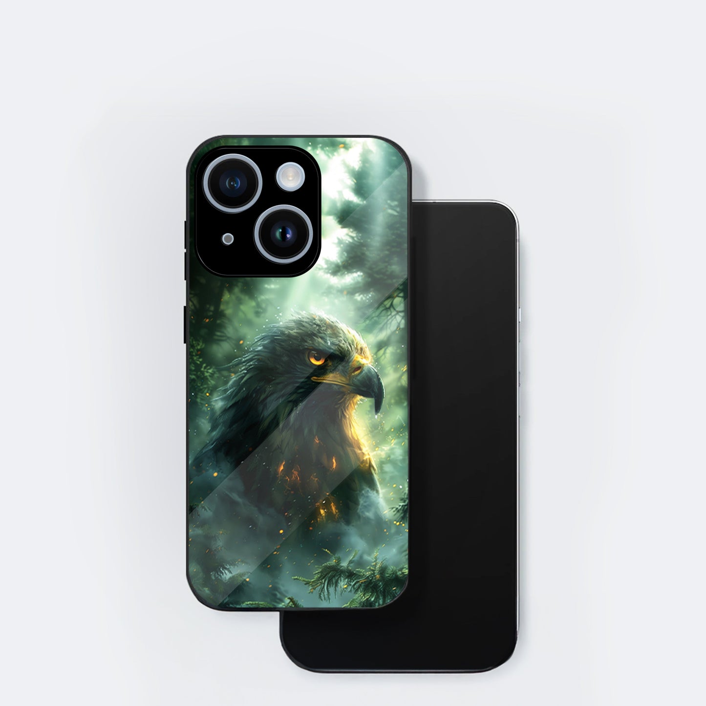 iPhone 15 Premium Acrylic Shockproof Glass Back Case (Eagle Case)