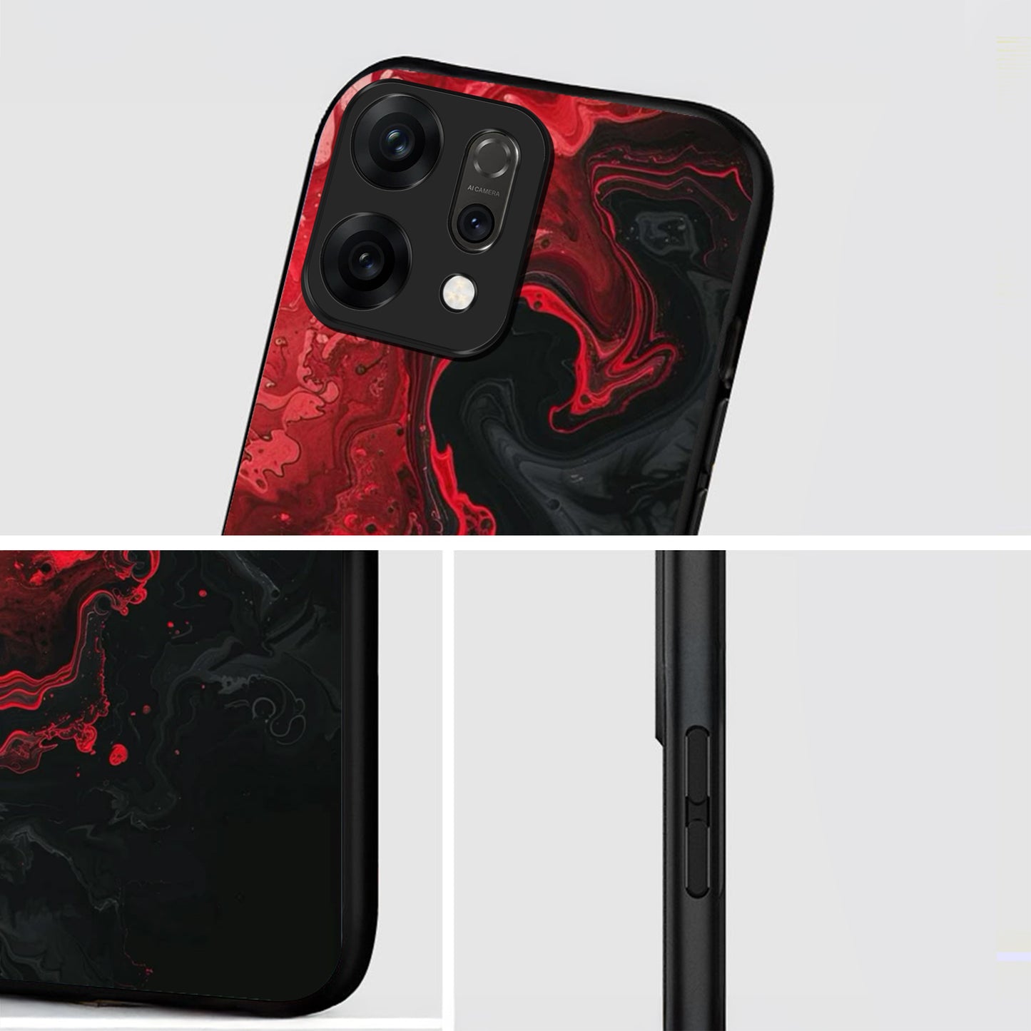 Oppo Reno 14 5G Premium Acrylic Shockproof Glass Back Case (Crimson Surge)