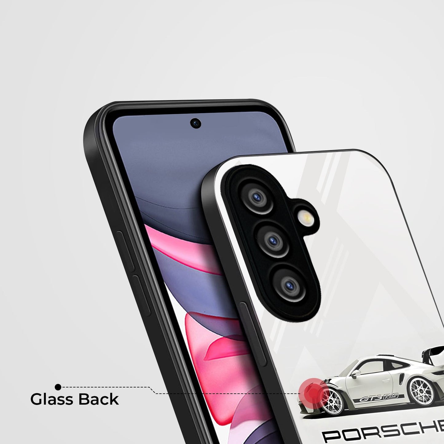 Samsung Galaxy A36 Premium Acrylic Shockproof Glass Back Case (White Porsche)