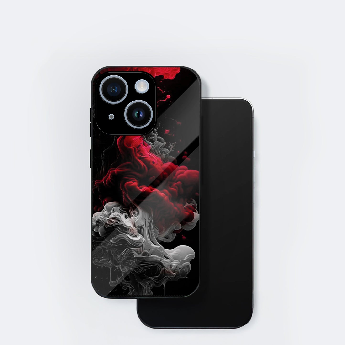 iPhone 15 Premium Acrylic Shockproof Glass Back Case ( Infernal Drift)