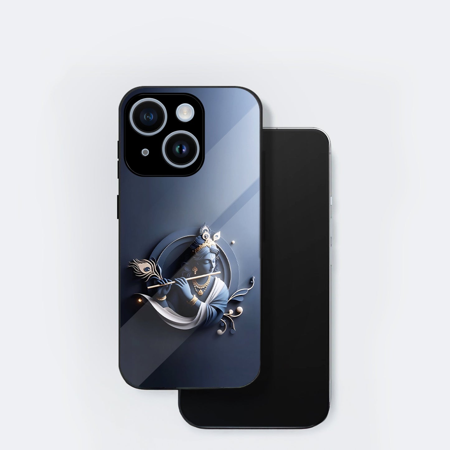 iPhone 15 Premium Acrylic Shockproof Glass Back Case ( Krishna )