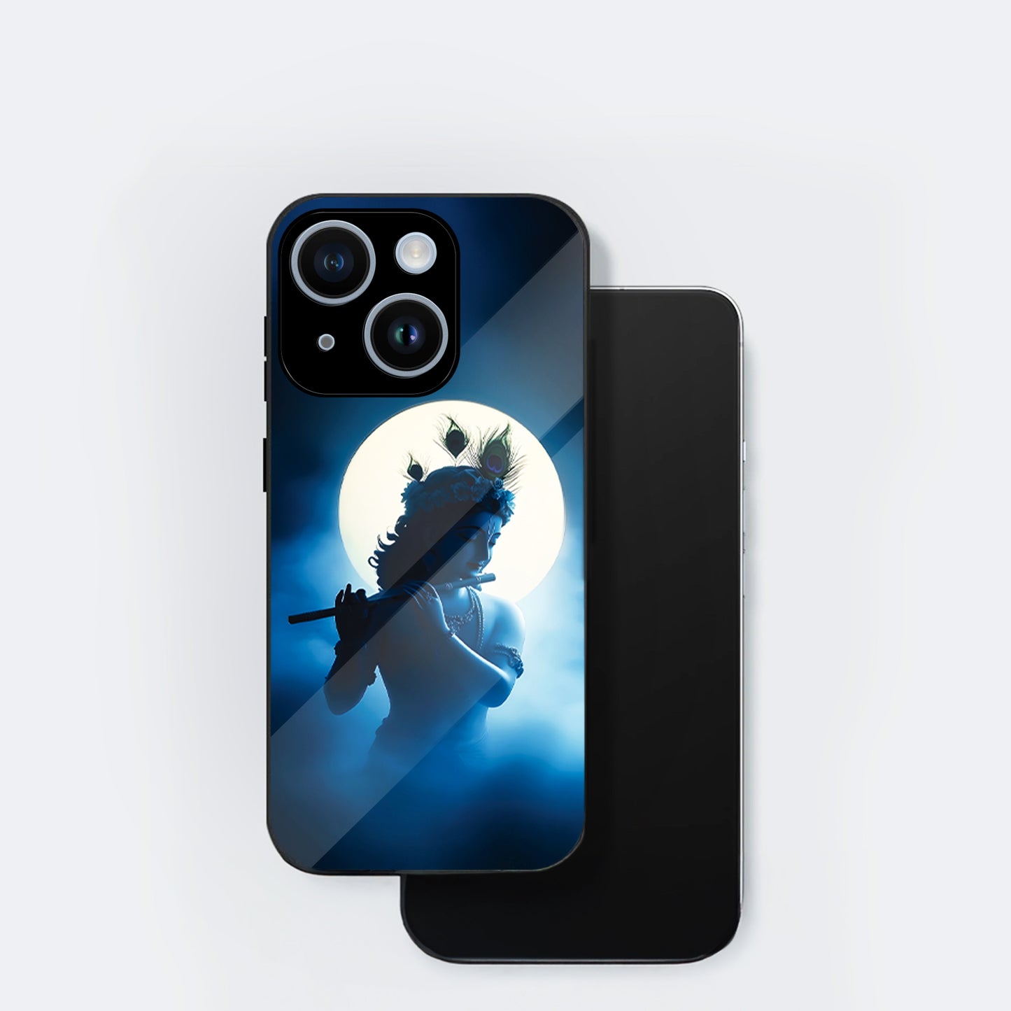 iPhone 15 Premium Acrylic Shockproof Glass Back Case ( Midnight Krishna )