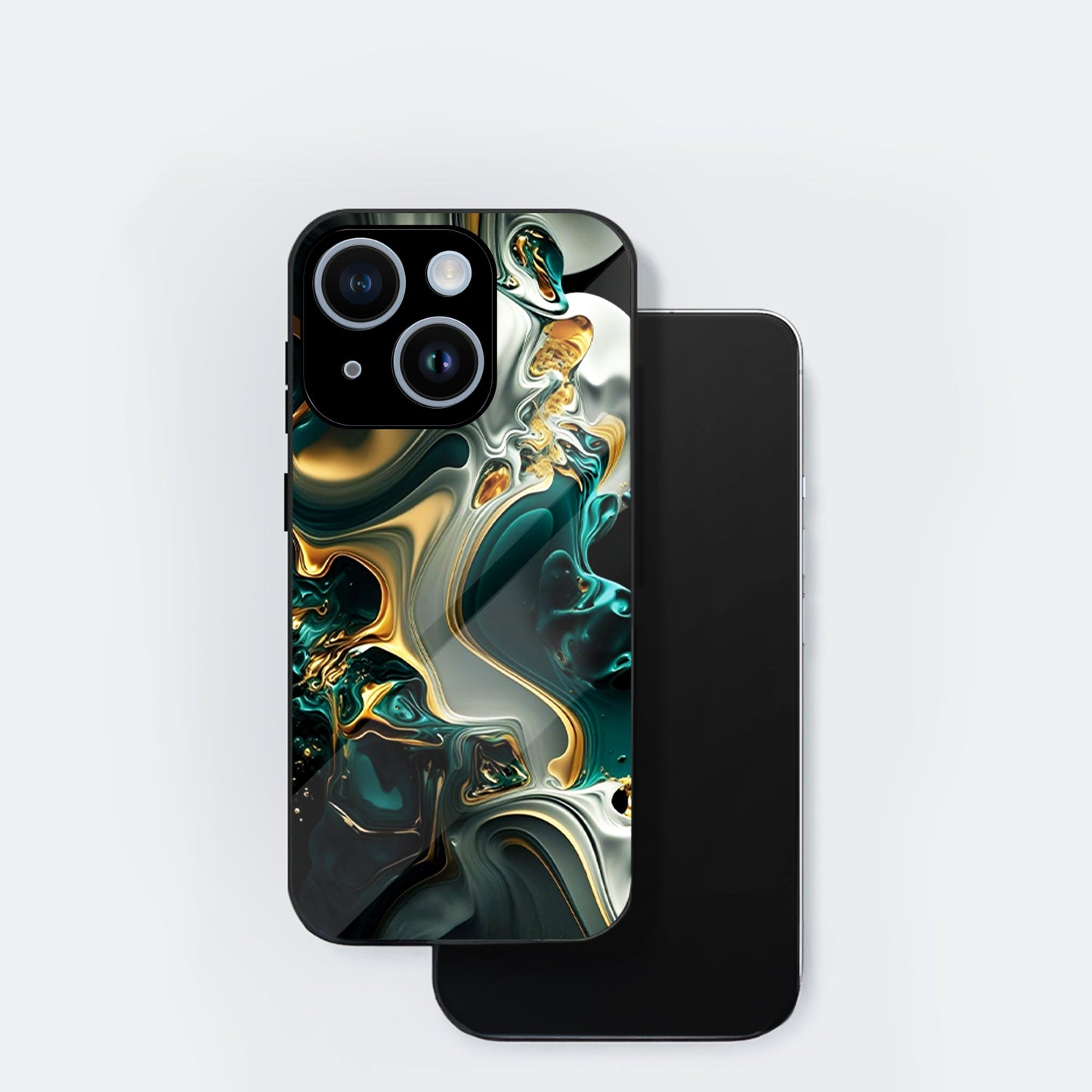iPhone 15 Premium Acrylic Shockproof Glass Back Case (Ocean Ember)