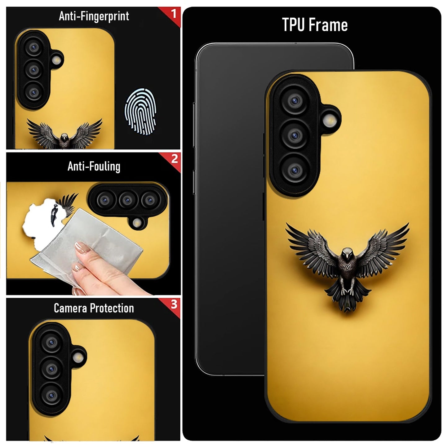 Samsung Galaxy A36 Premium Acrylic Shockproof Glass Back Case (Golden Hawk)