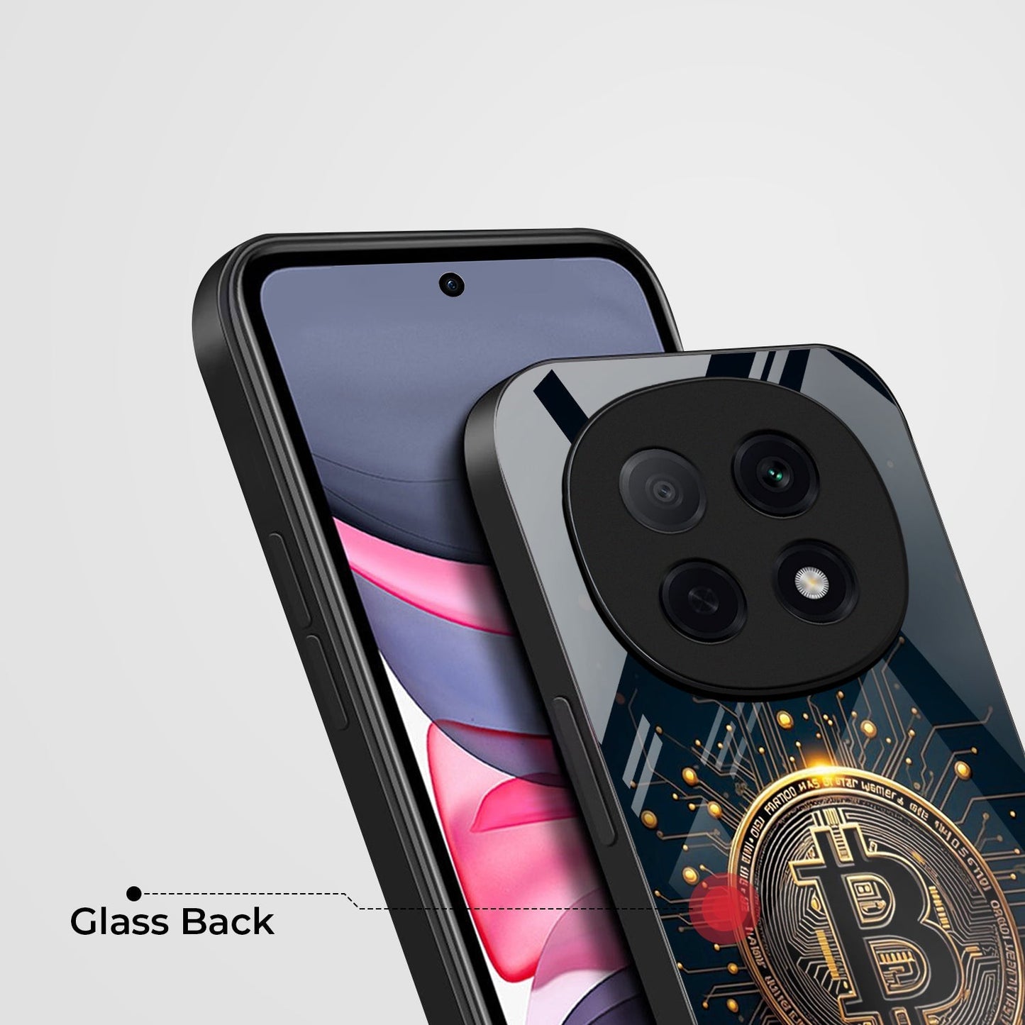 OPPO F29 Pro 5G Premium Acrylic Shockproof Glass Back Case (Bitcoin Armor)