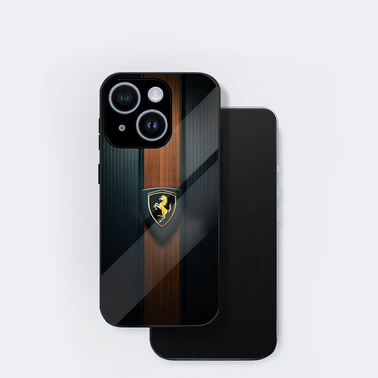 iPhone 15 Premium Acrylic Shockproof Glass Back Case (Royal Roadster)