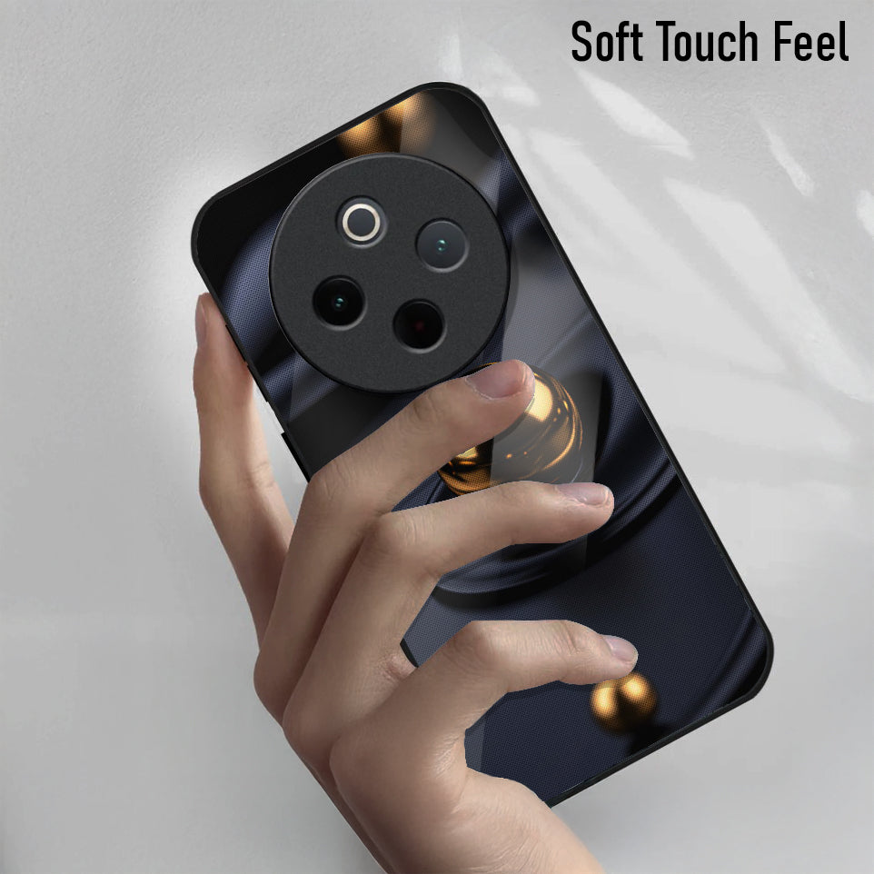 Vivo T4 5G Premium Acrylic Shockproof Glass Back Case (Golden Ripple)