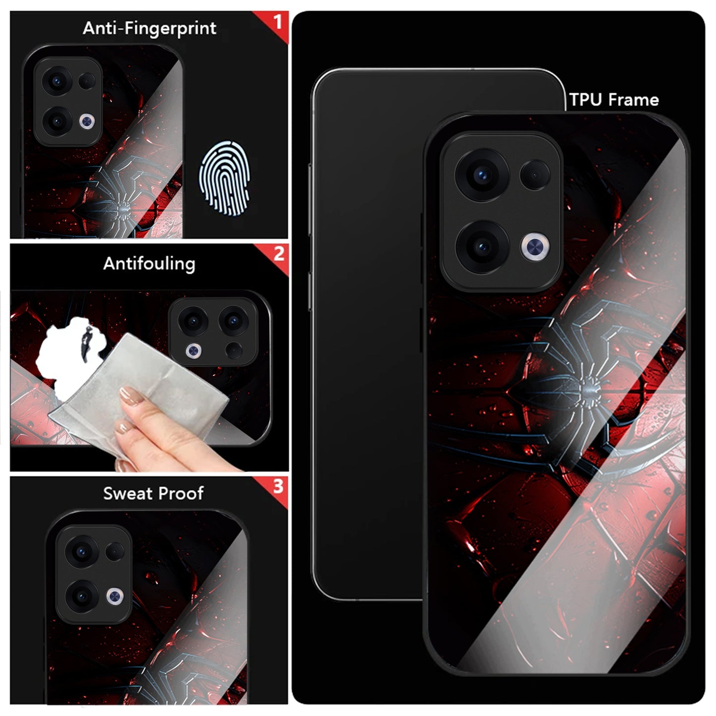 Oppo Reno 13 5G Premium Acrylic Shockproof Glass Back Case (Spider Armor)