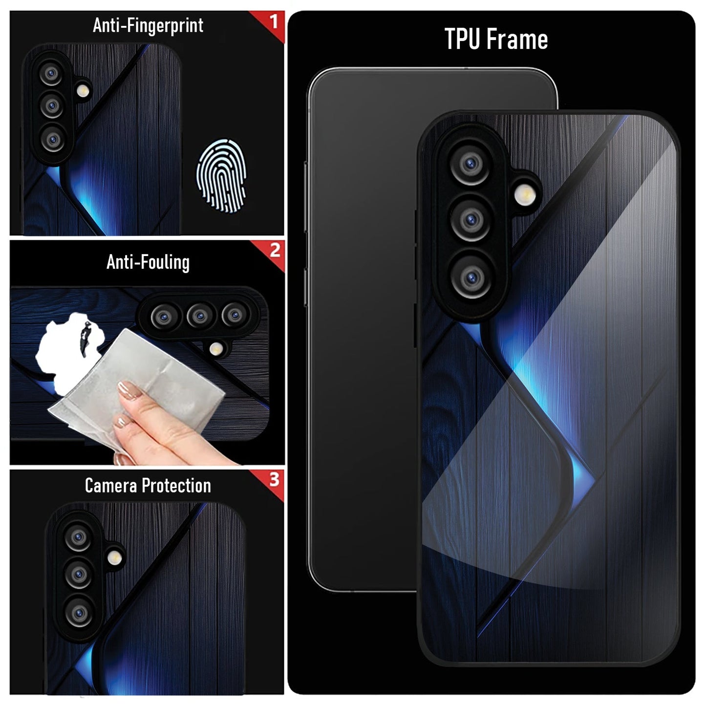 Samsung Galaxy A36 Premium Acrylic Shockproof Glass Back Case (Blue Gradient)