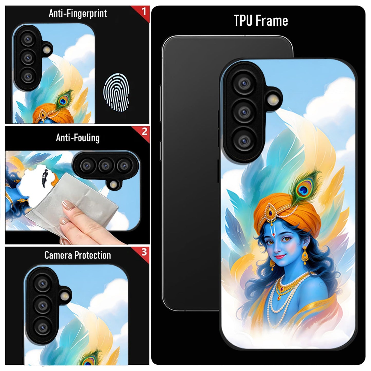 Samsung Galaxy A56 5G Premium Acrylic Shockproof Glass Back Case (Lord Krishna)