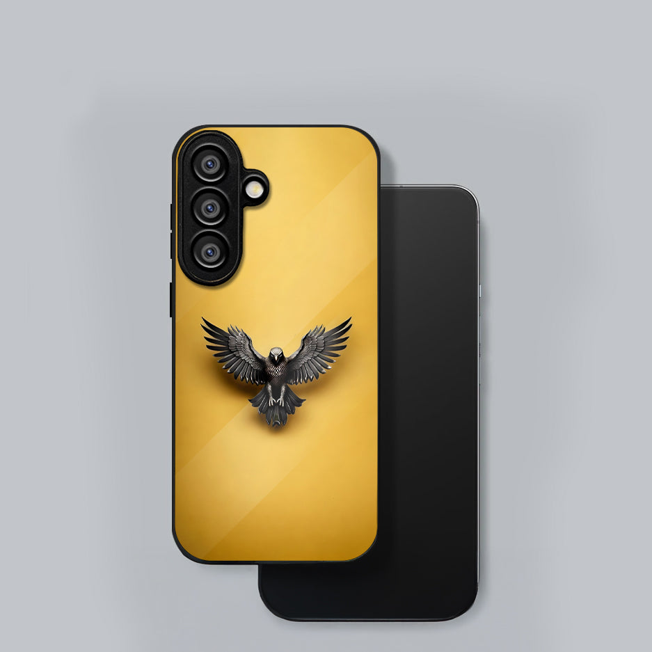 Samsung Galaxy A36 Premium Acrylic Shockproof Glass Back Case (Golden Hawk)