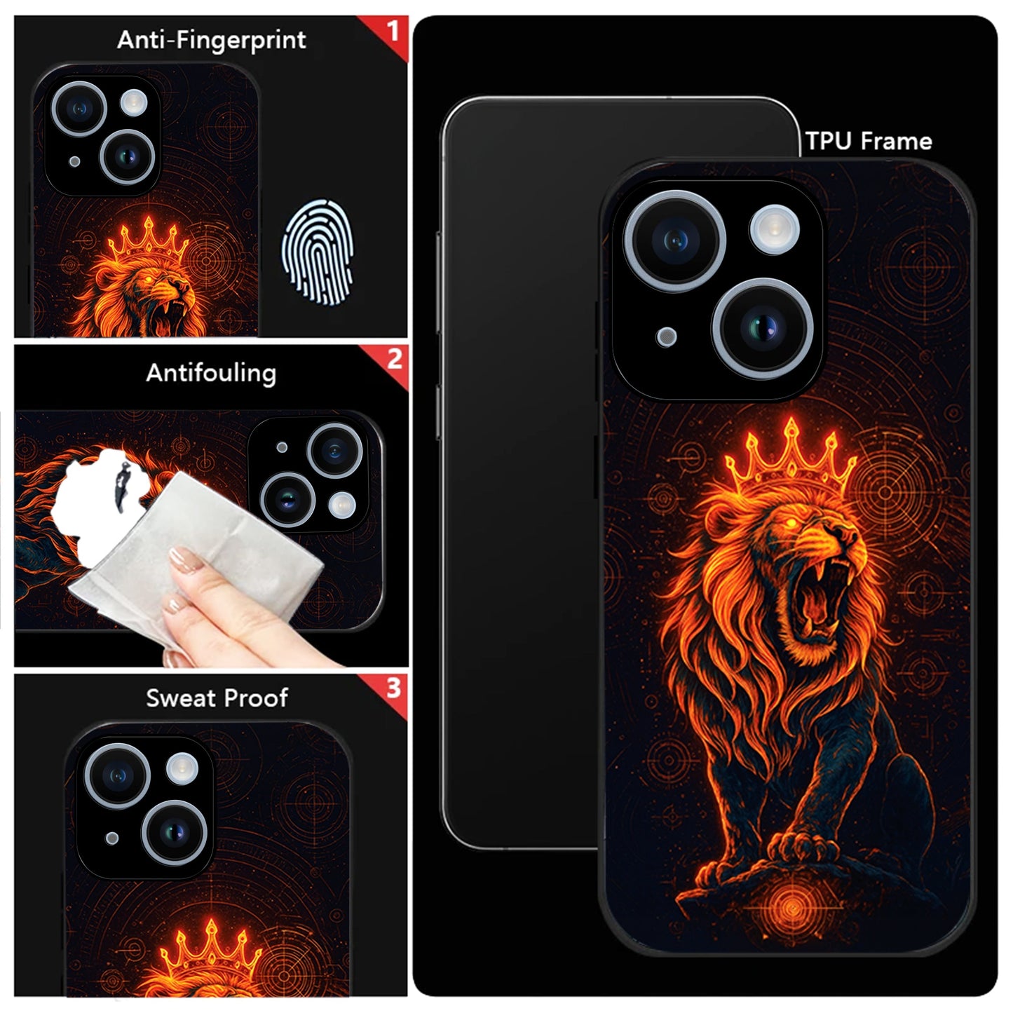 iPhone 15 Premium Acrylic Shockproof Glass Back Case ( King of Cosmos )