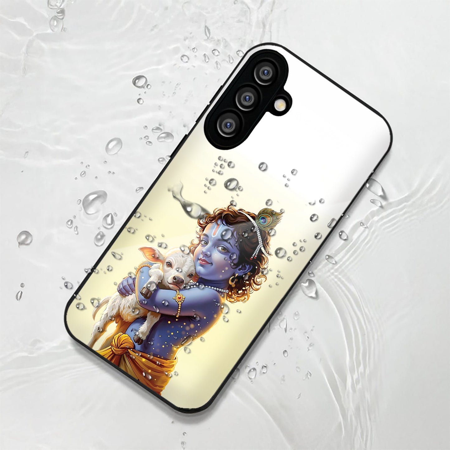 Samsung Galaxy A36 Premium Acrylic Shockproof Glass Back Case (Cute Krishna)