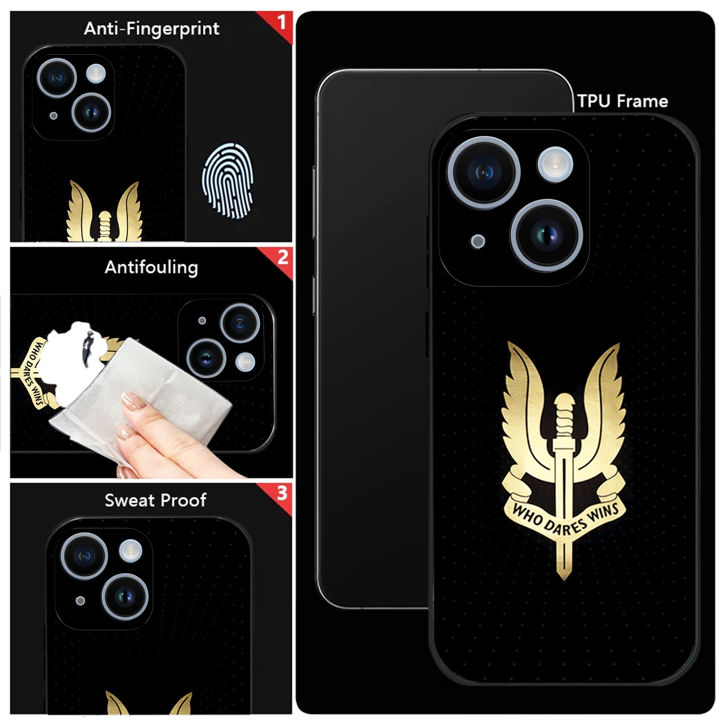iPhone 15 Premium Acrylic Shockproof Glass Back Case (Dare Wins)