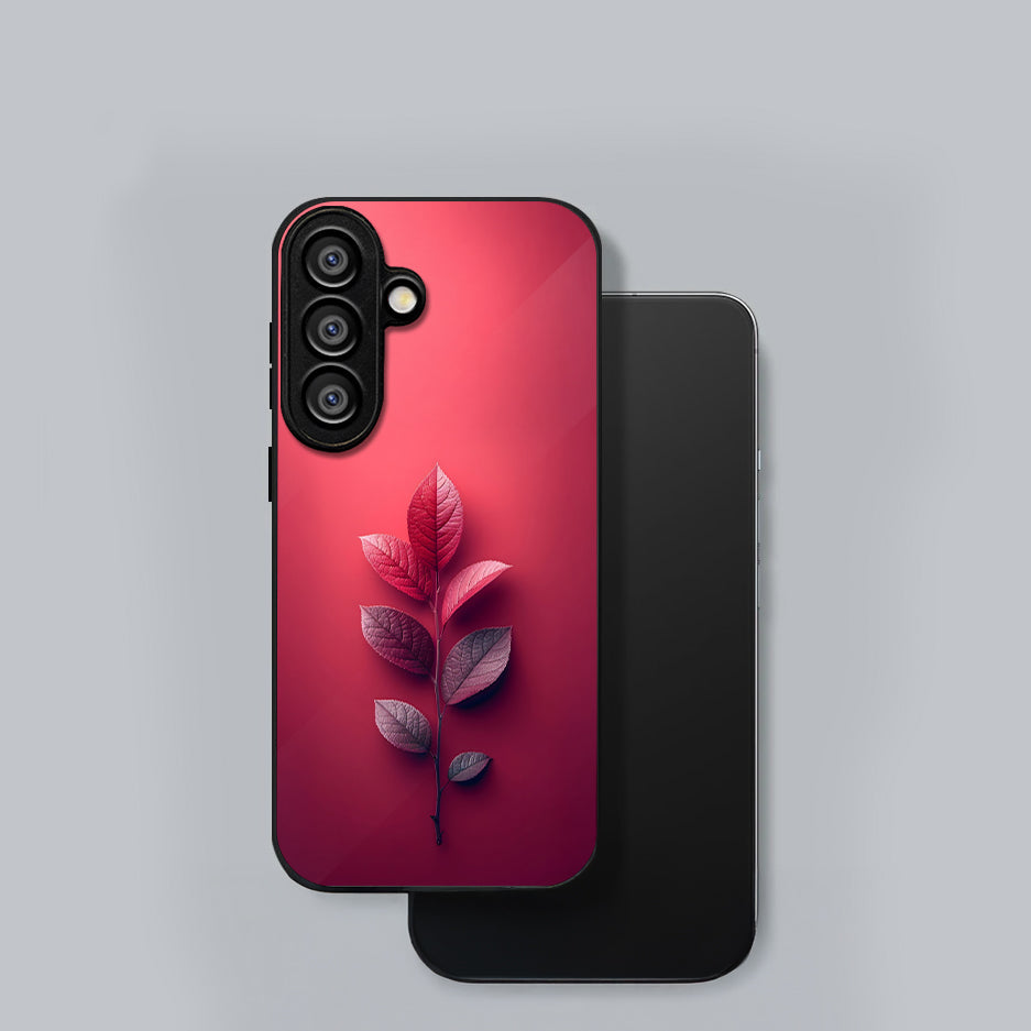 Samsung Galaxy A36 Premium Acrylic Shockproof Glass Back Case (Pink Leaf)
