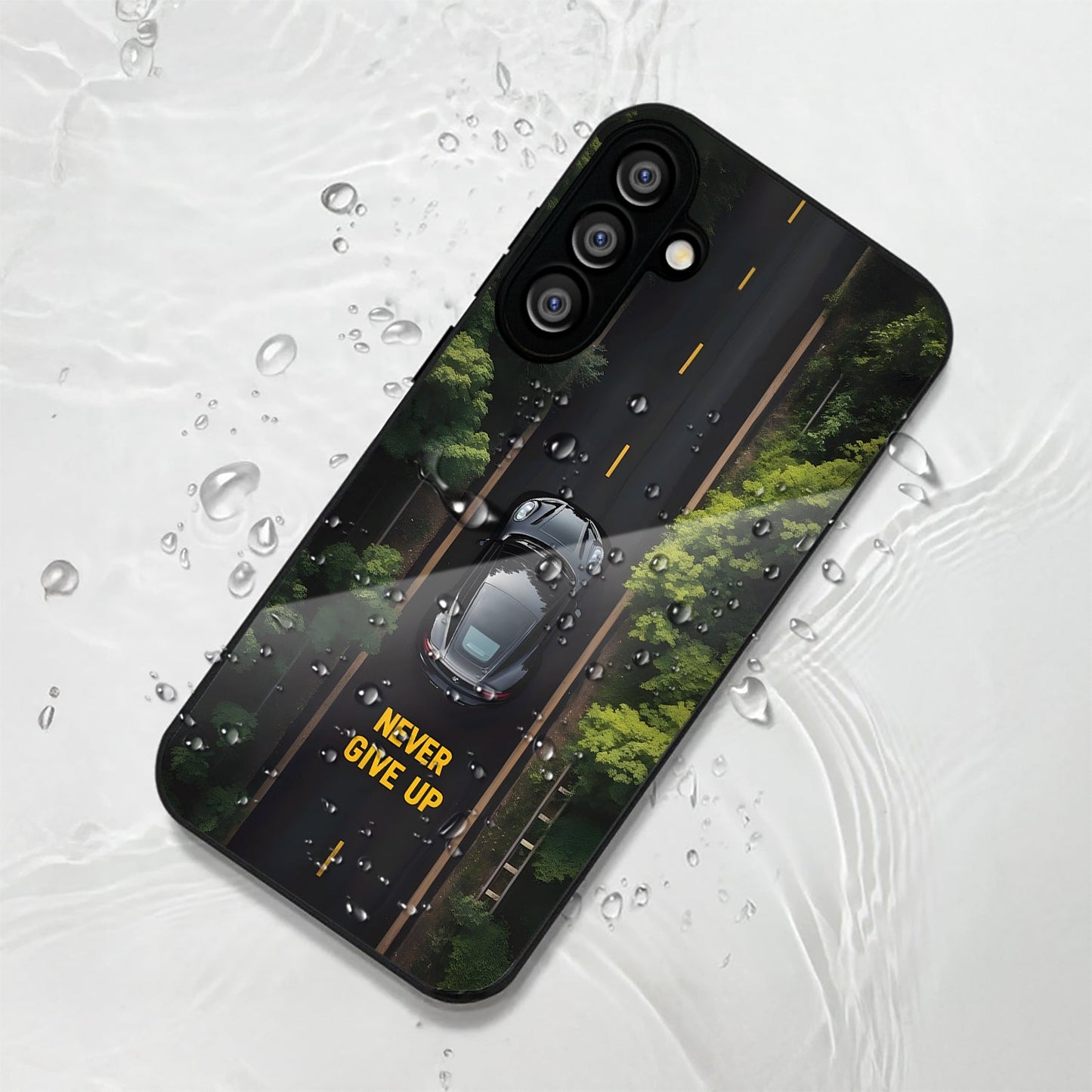 Samsung Galaxy A36 Premium Acrylic Shockproof Glass Back Case (Road Never Give Up)