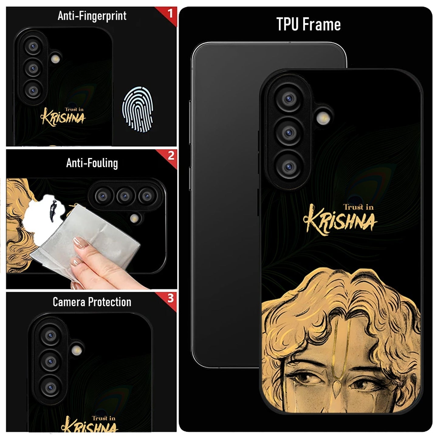 Samsung Galaxy A56 Premium Acrylic Shockproof Glass Back Case (Trust In Krishna)
